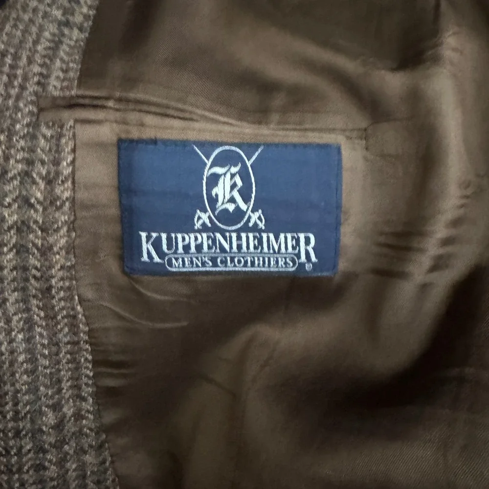 Kuppenheimer Blazer Mens‎ 42R Brown Glen Check Wool Tweed Vintage Sport Coat